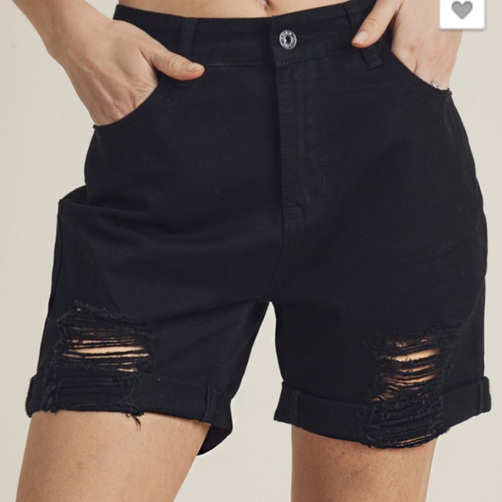 RISEN HIGH WAIST BF DENIM SHORTS (NWT)